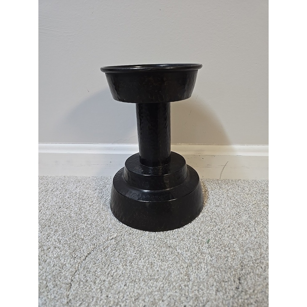 Pottery Barn Pillar Candle Holder 8.5" Inches‎ Brown Industrial Farmhouse Metal